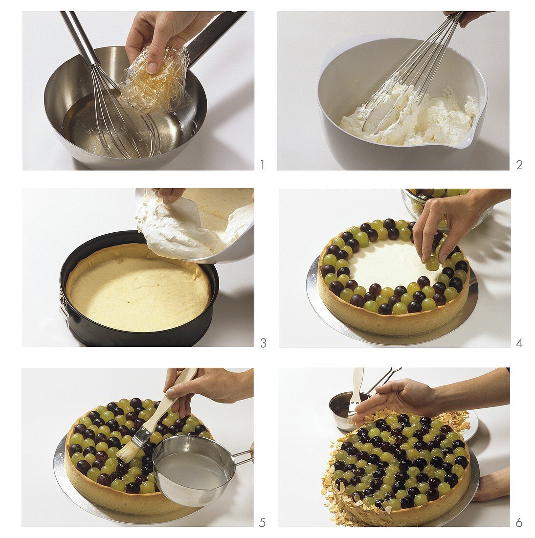 Traubenkuchen mit Sahne-Weincreme-Füllung zubereiten
