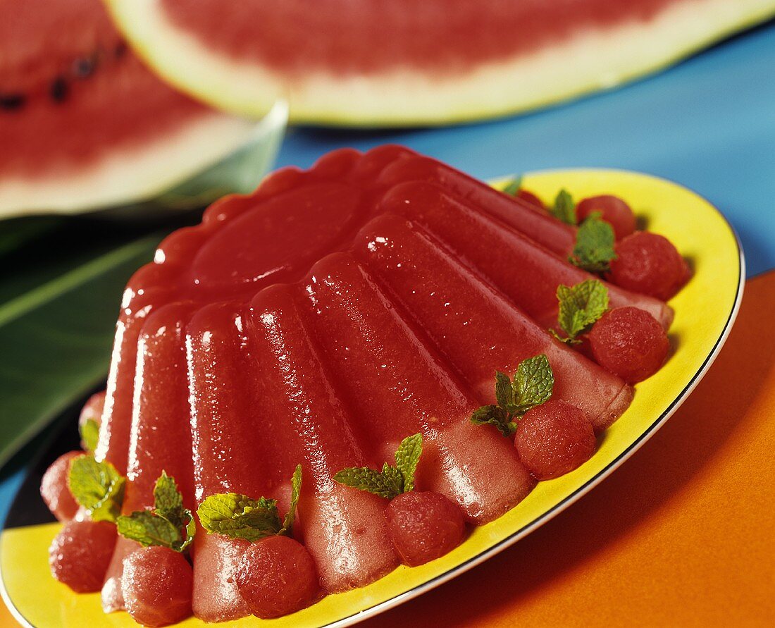 Turned-out watermelon blancmange