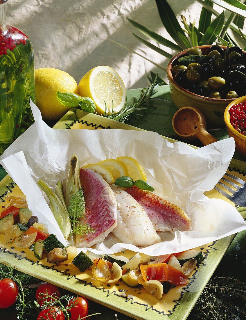 Triglie in cartoccio (red mullet baked in baking parchment)