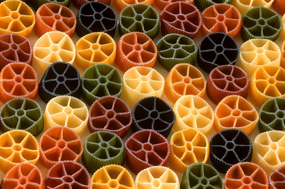 Coloured rotelle (little wheel pasta)