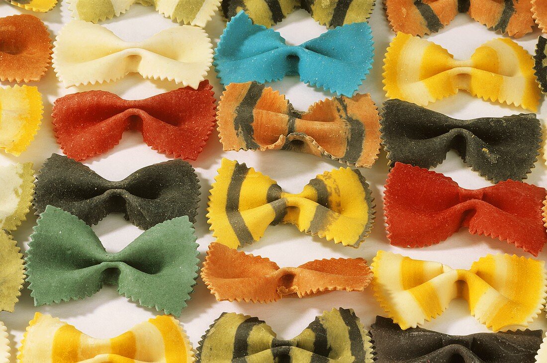 Colourful farfalle (filling the picture)