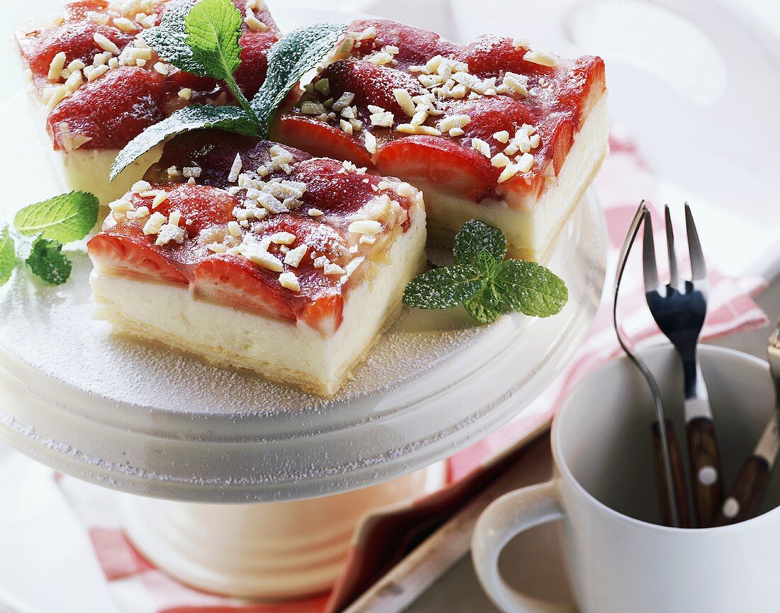 Puff pastry slice with strawberries