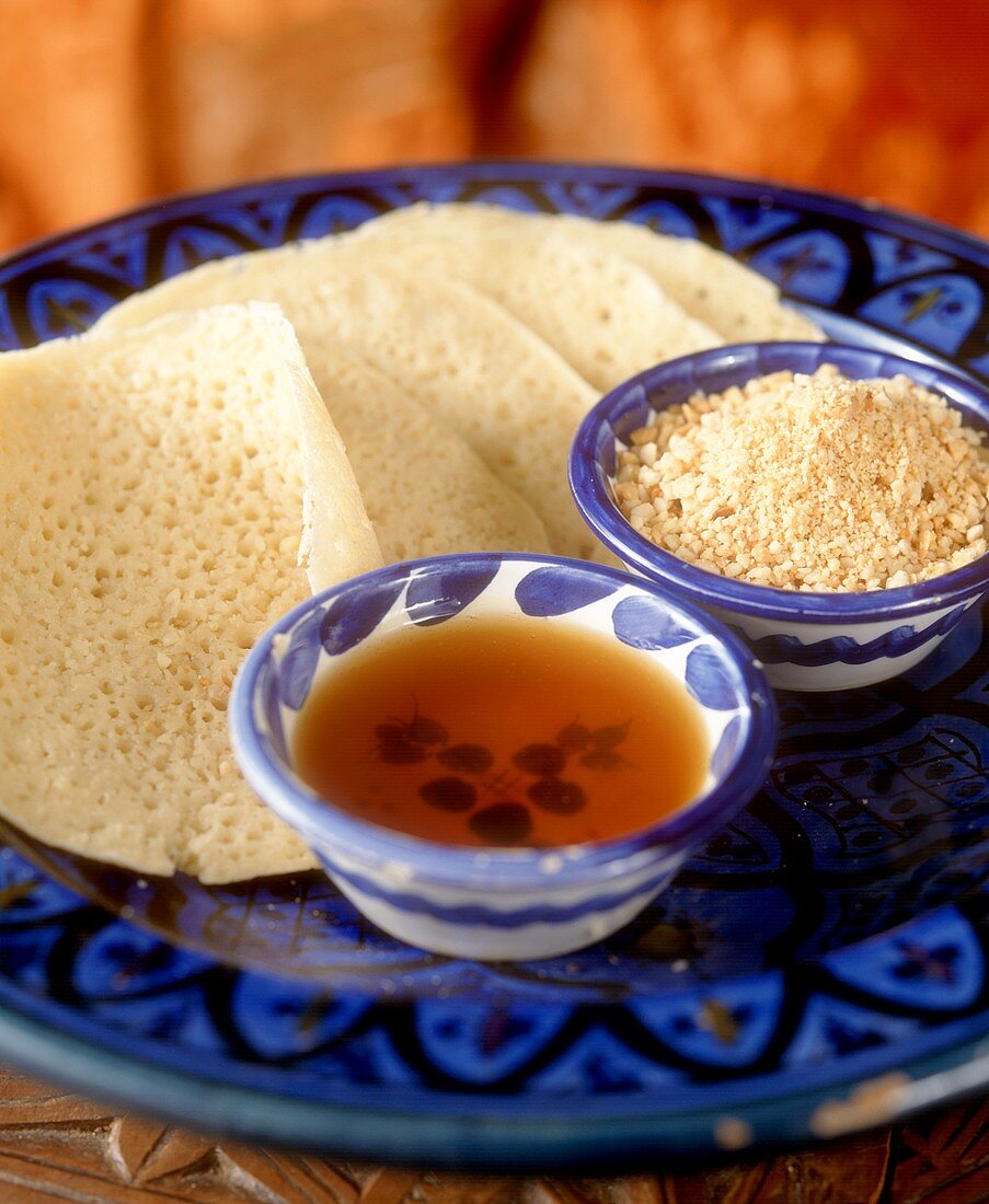 Beghrir (North African pancake with honey)