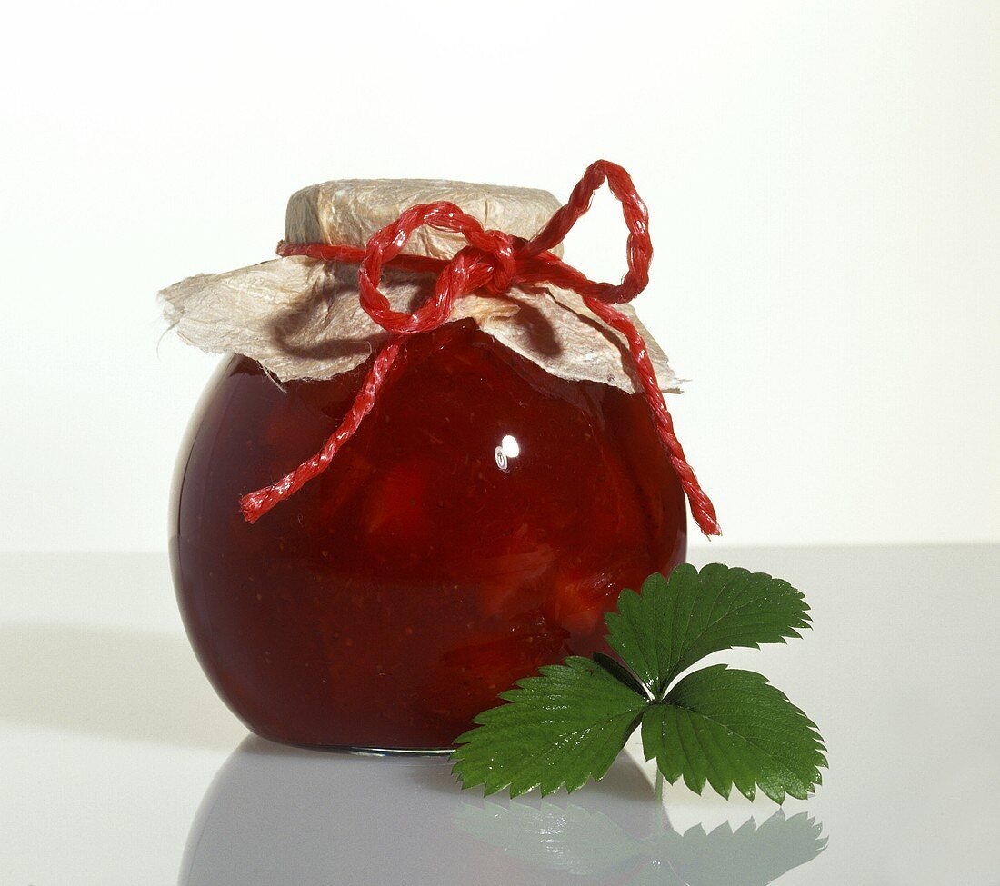 A jar of strawberry jam