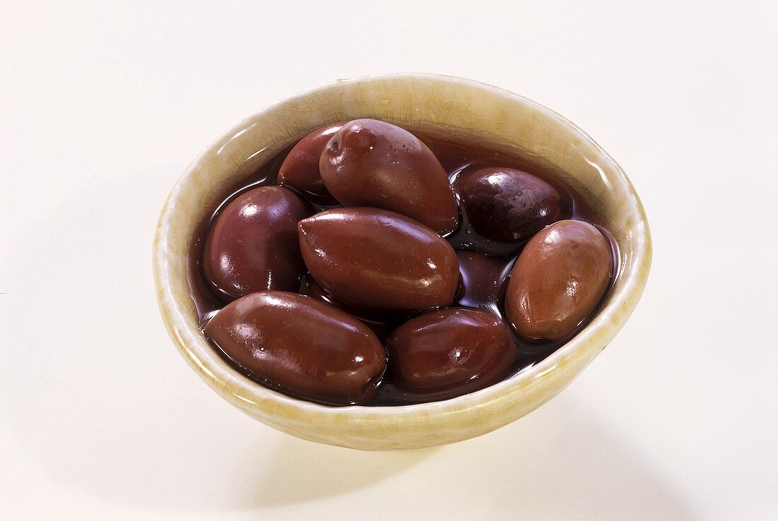 Pickled black olives in a bowl