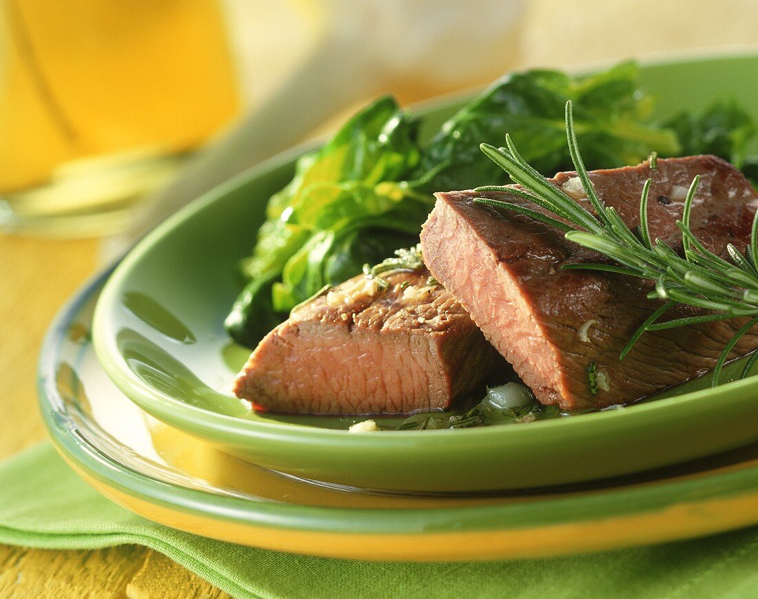 Lamb fillet on spinach