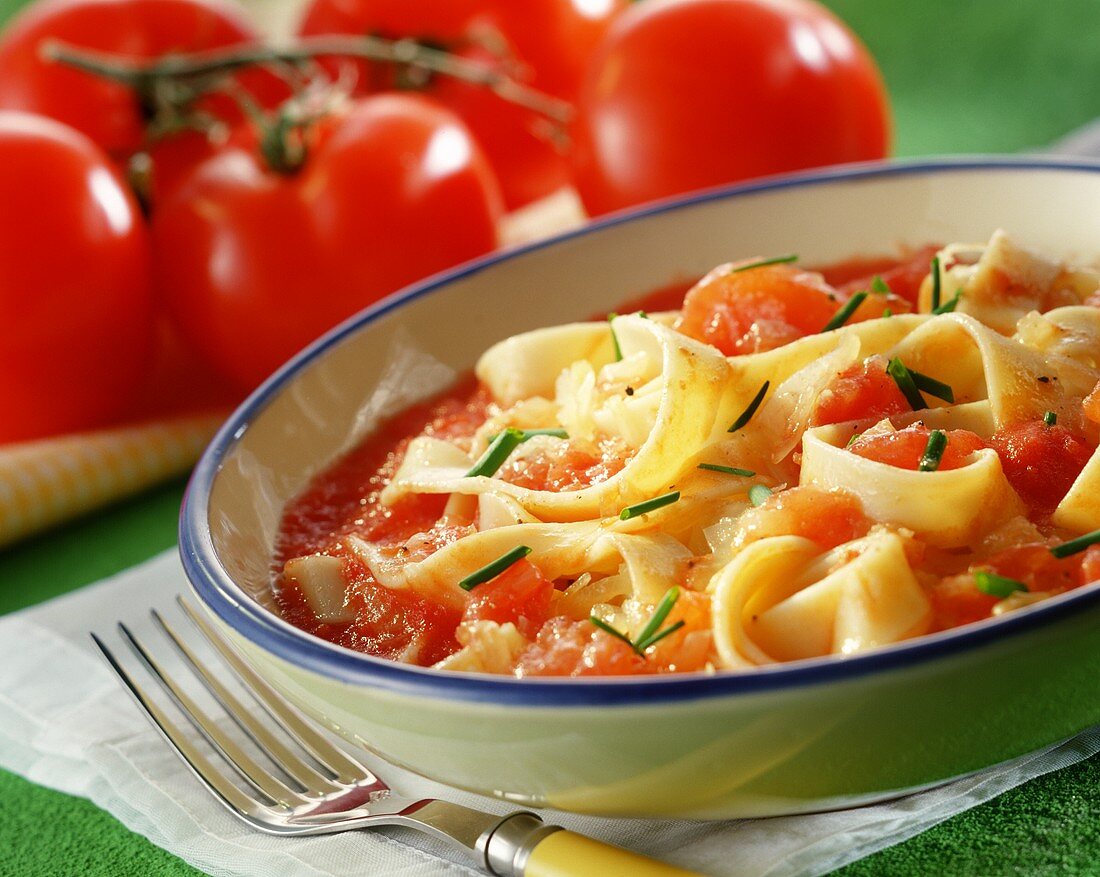 Herb pasta with tomato sauce