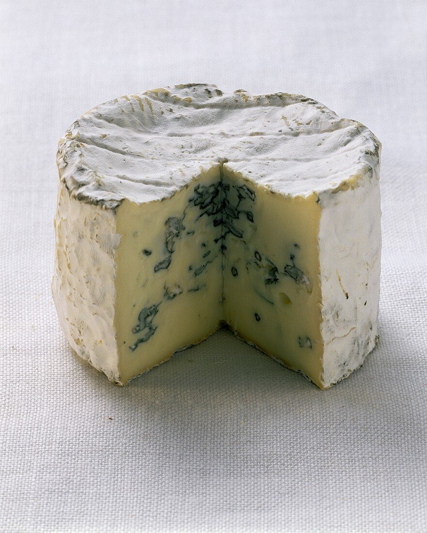 Bresse bleu (a blue cheese), cut into