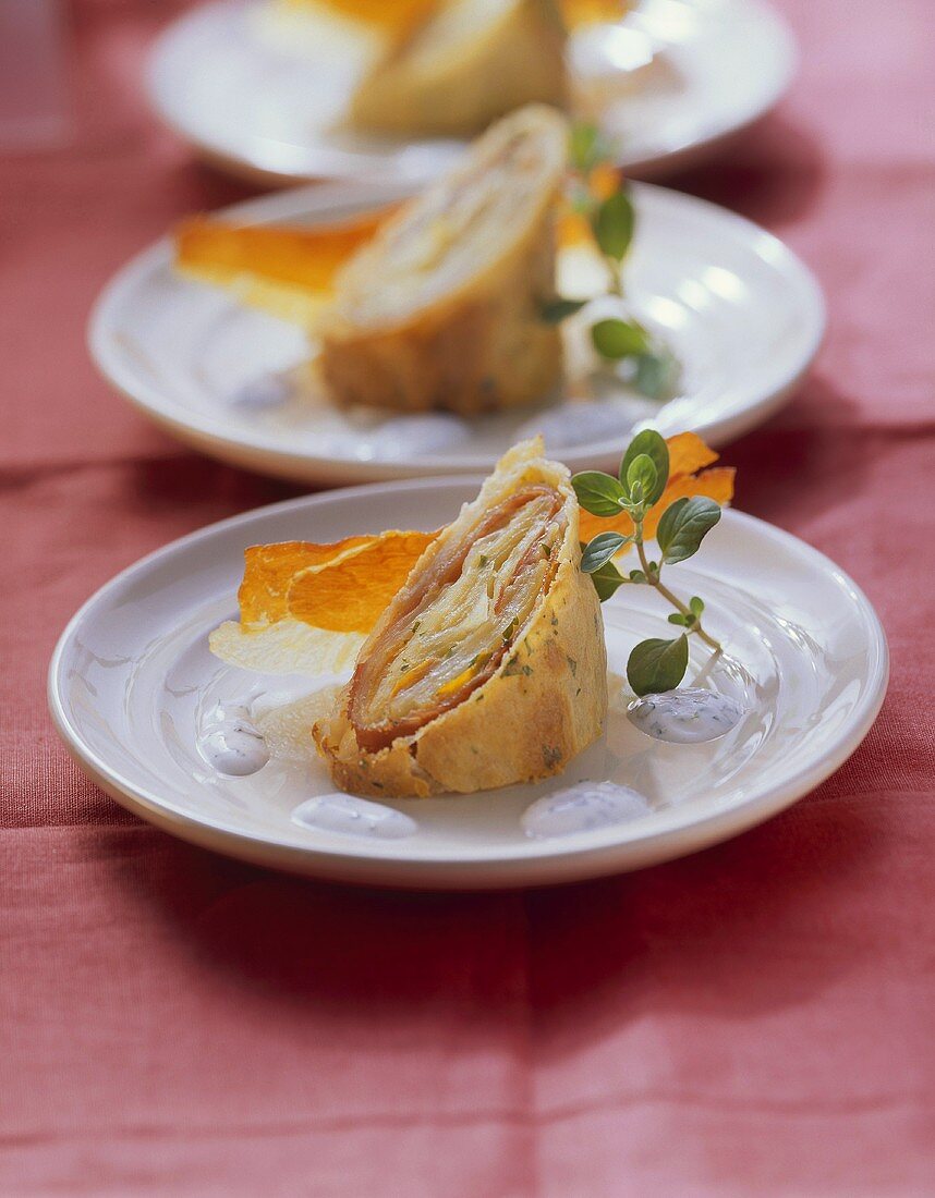 Kartoffelstrudel mit Schinken