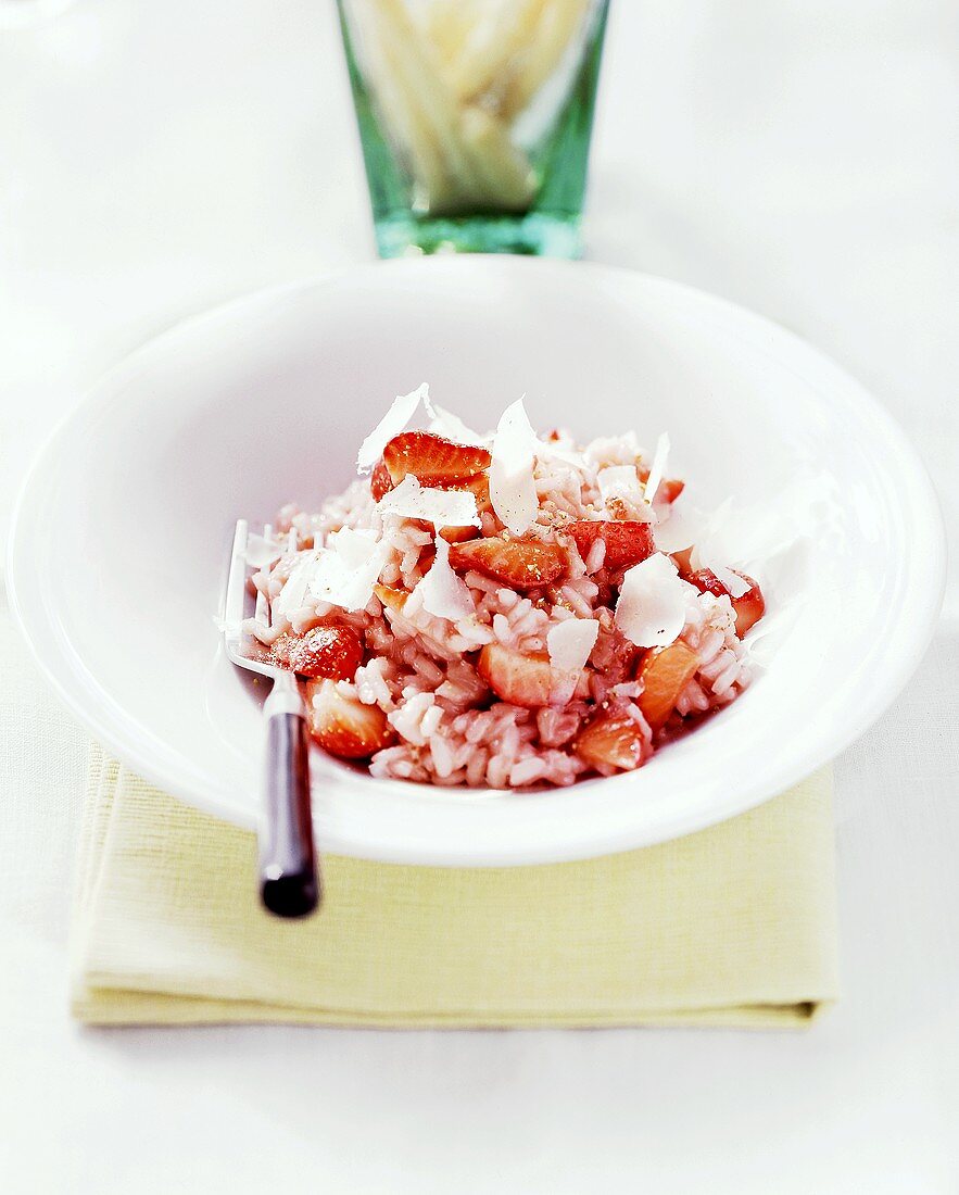 Strawberry risotto with Parmesan