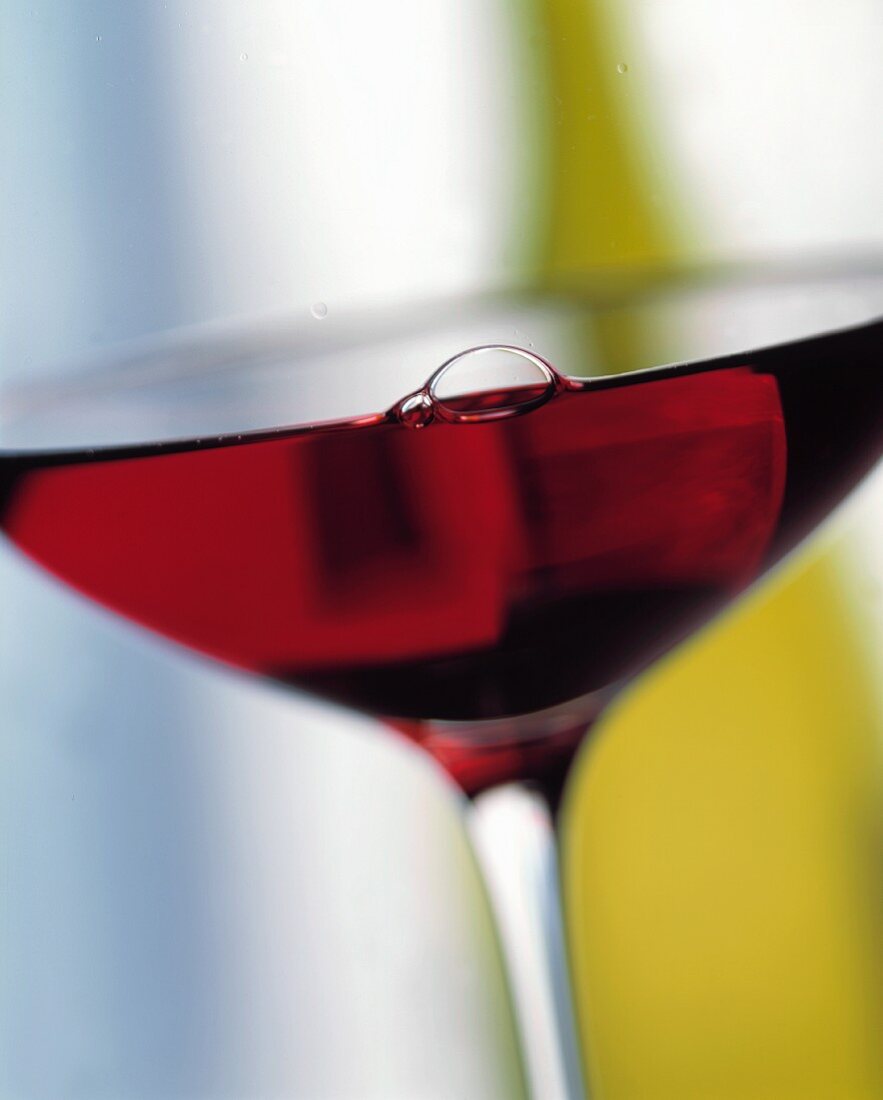 A glass of young red wine  (close-up)