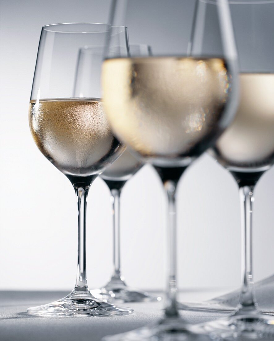 White wine in glasses