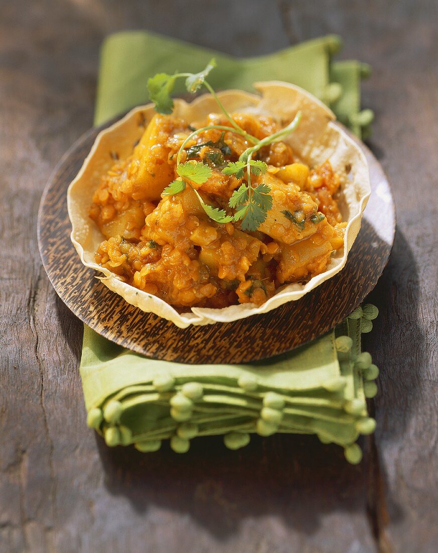 Potato dhal (potatoes with red lentils)