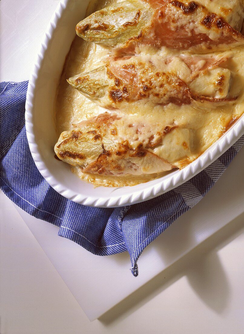 Chicory Au Gratin with Cooked Ham and Cheese