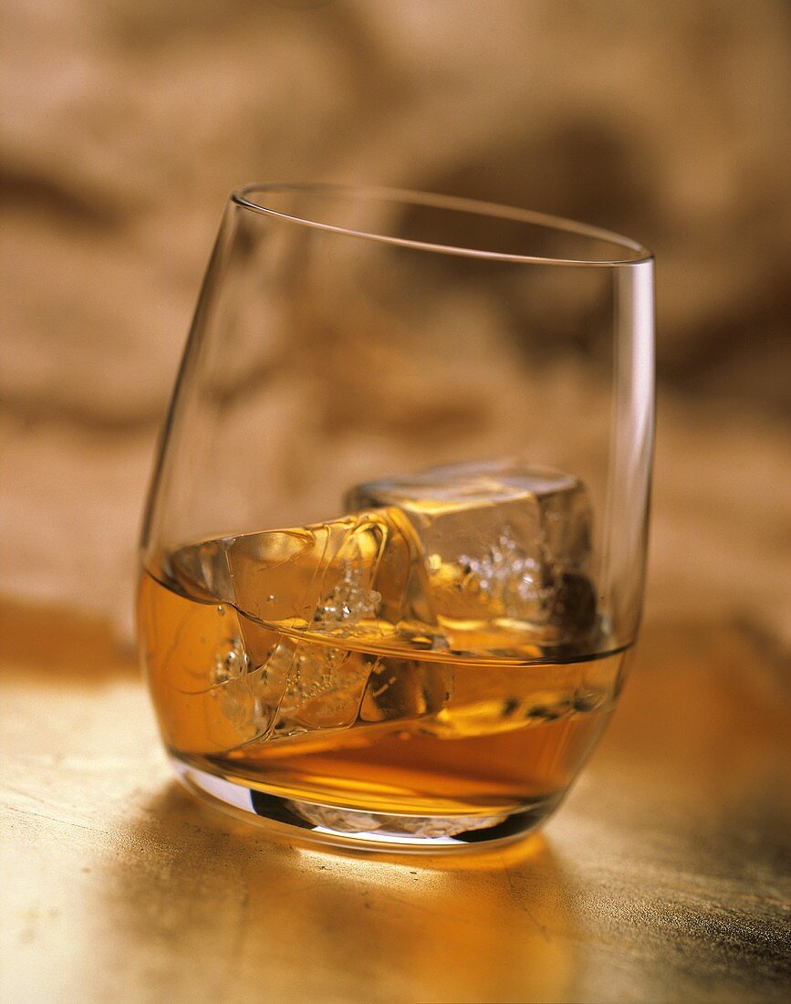 Whisky with ice cubes