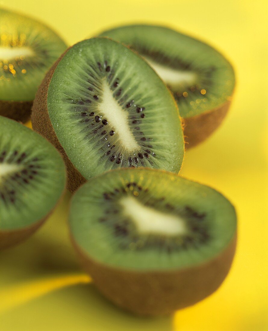 Halved Kiwi Fruits