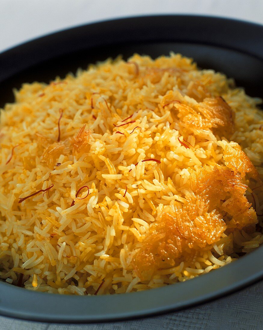 A bowl of saffron rice