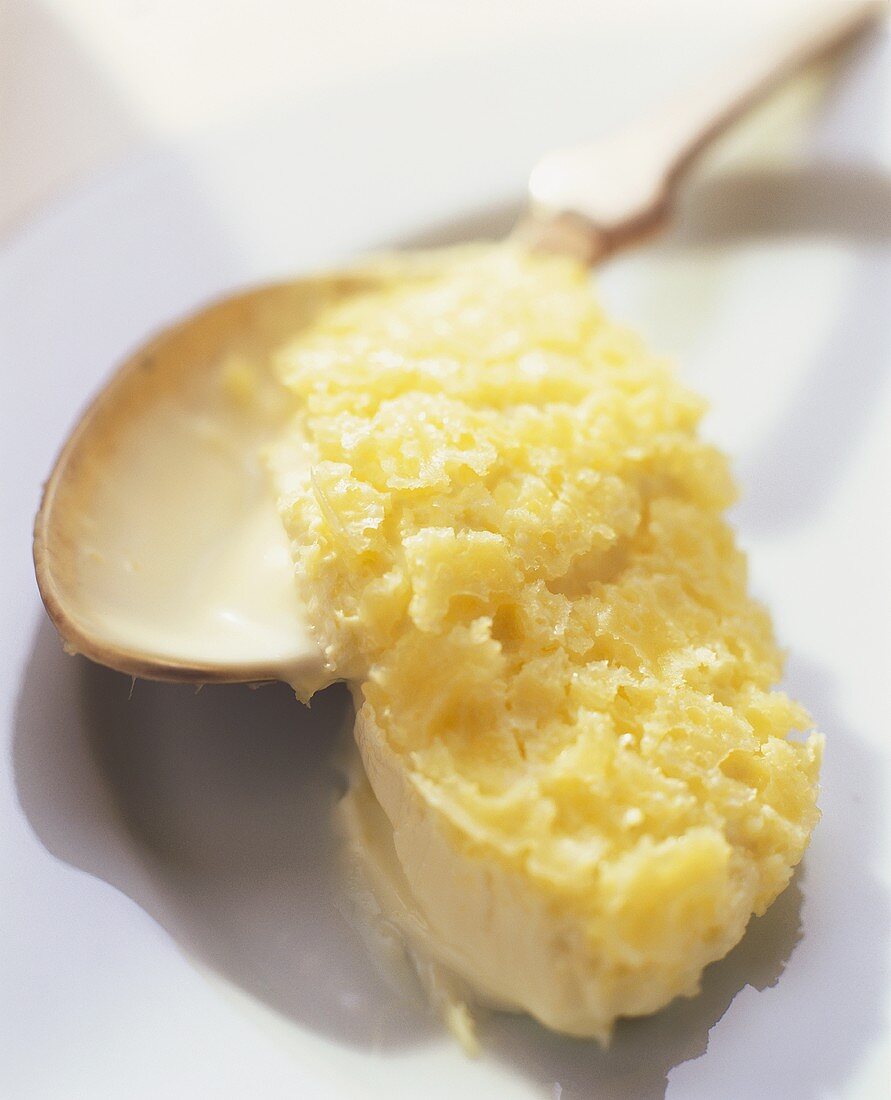 Clotted cream on a spoon