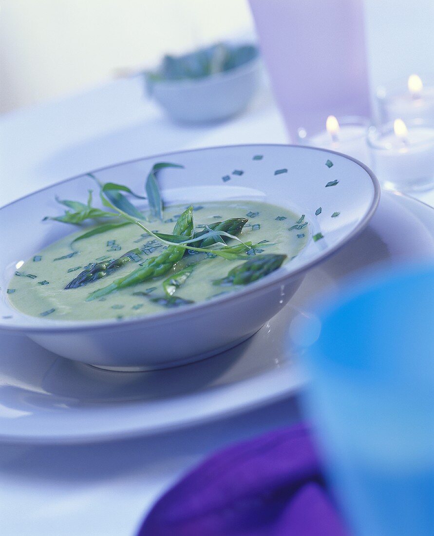 Creamed green asparagus soup
