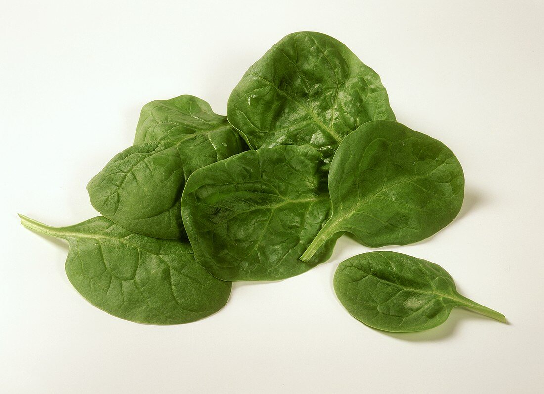 Spinach with drops of water