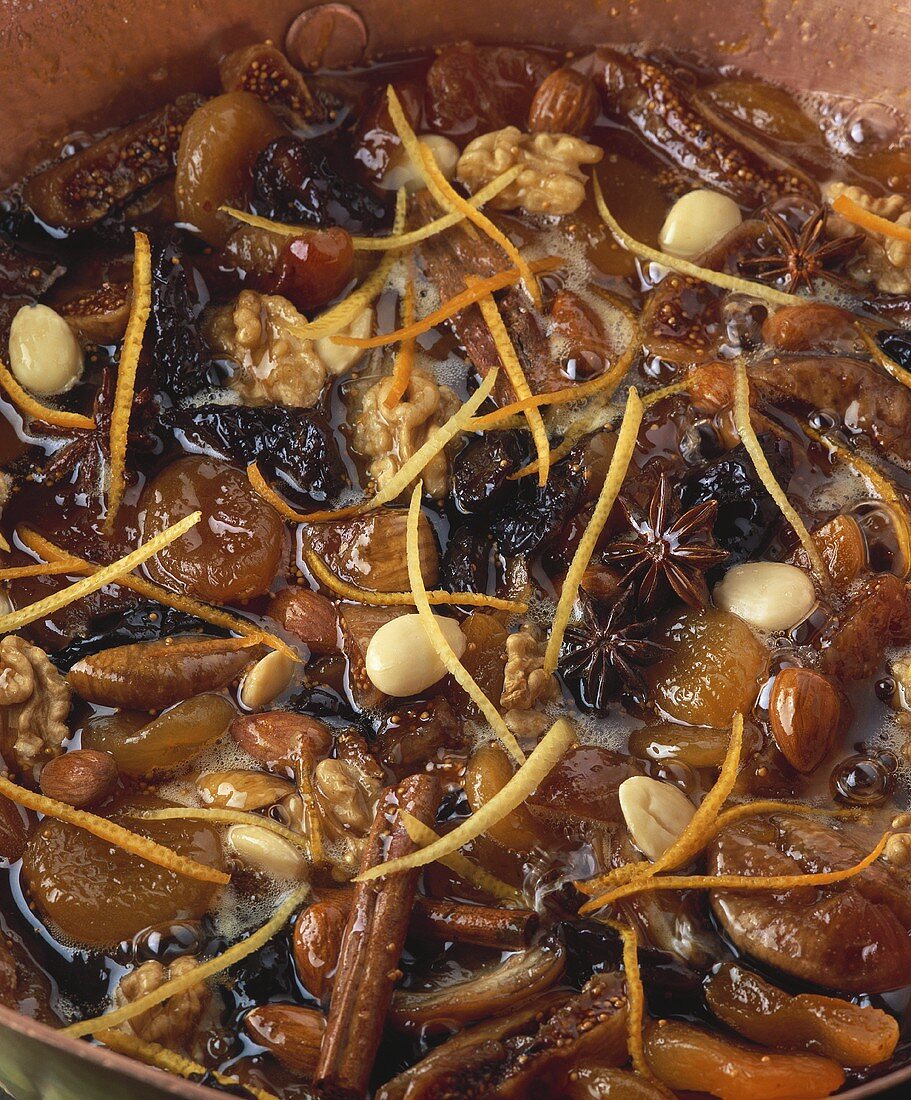 Bottled dried fruit with nuts, almonds and spices