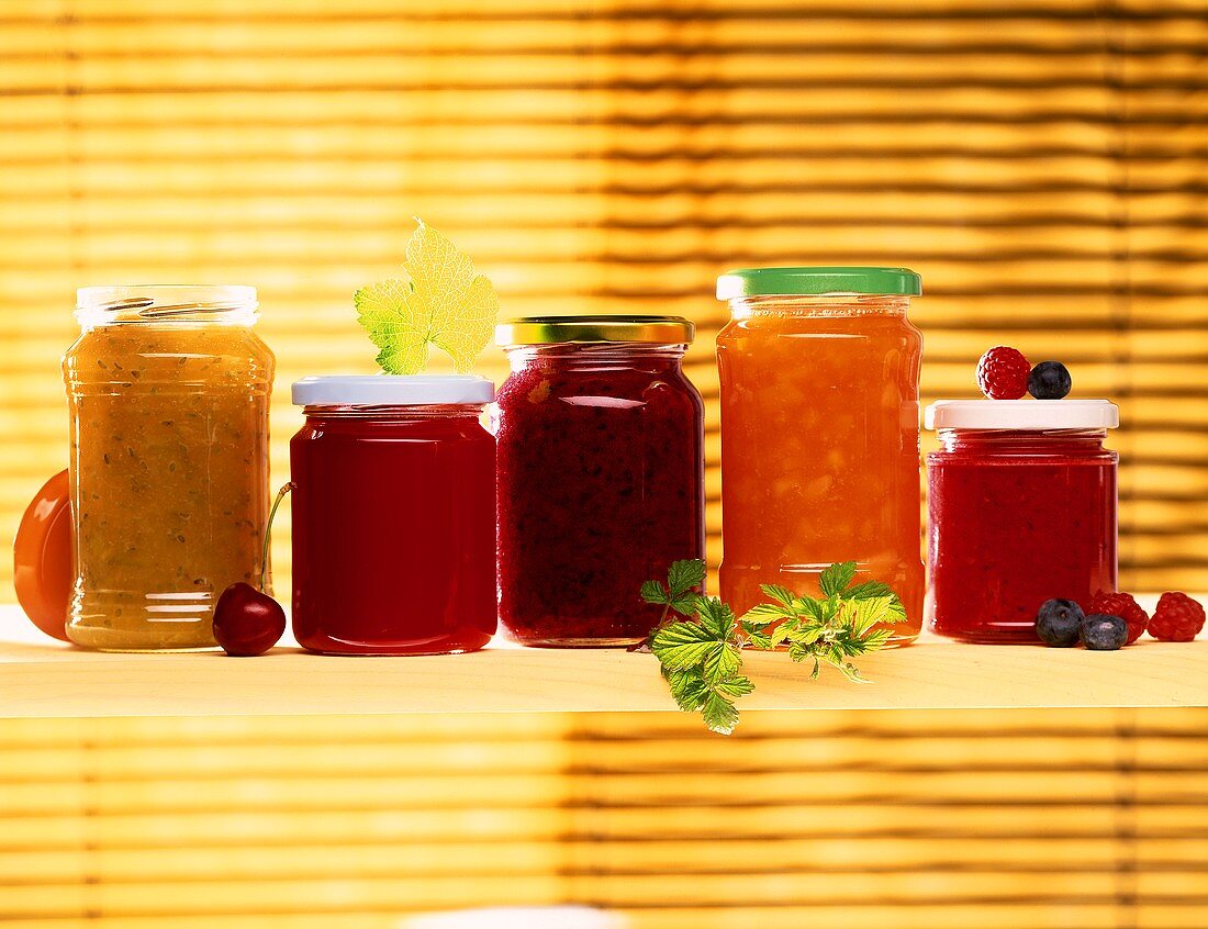 Several home-made jams in jars