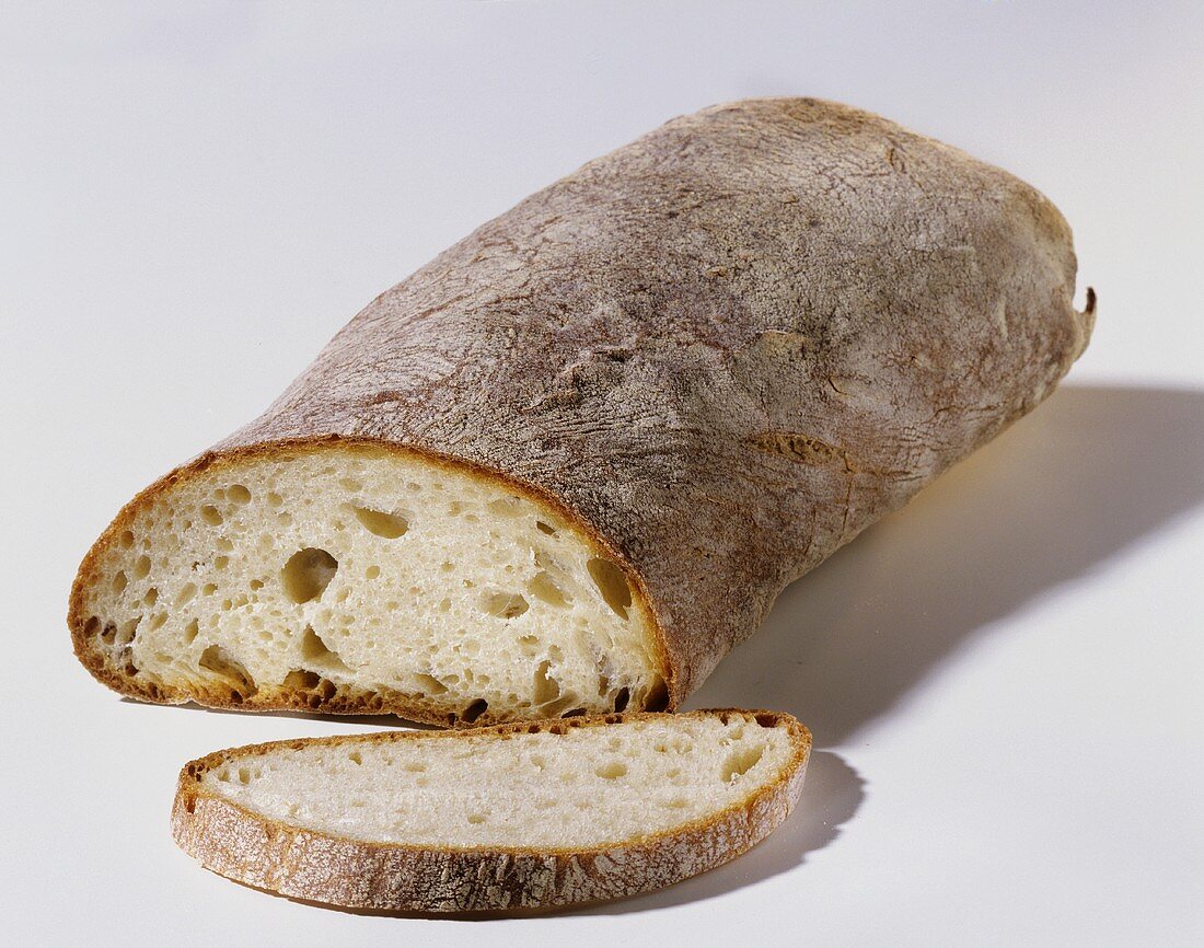 Ciabatta, a slice cut