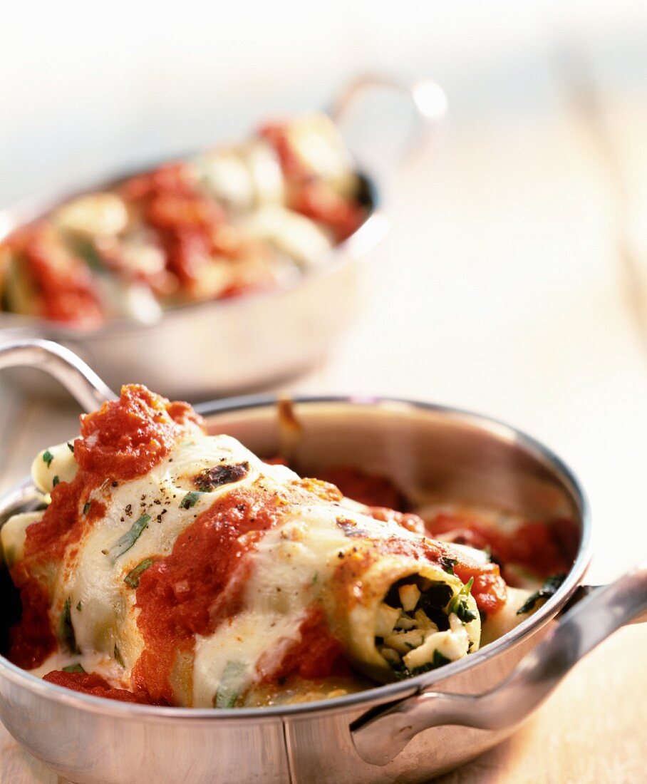 Cannelloni mit Tomaten- und Béchamelsauce