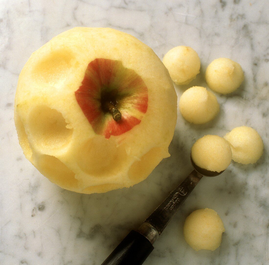 Cutting balls out of an apple