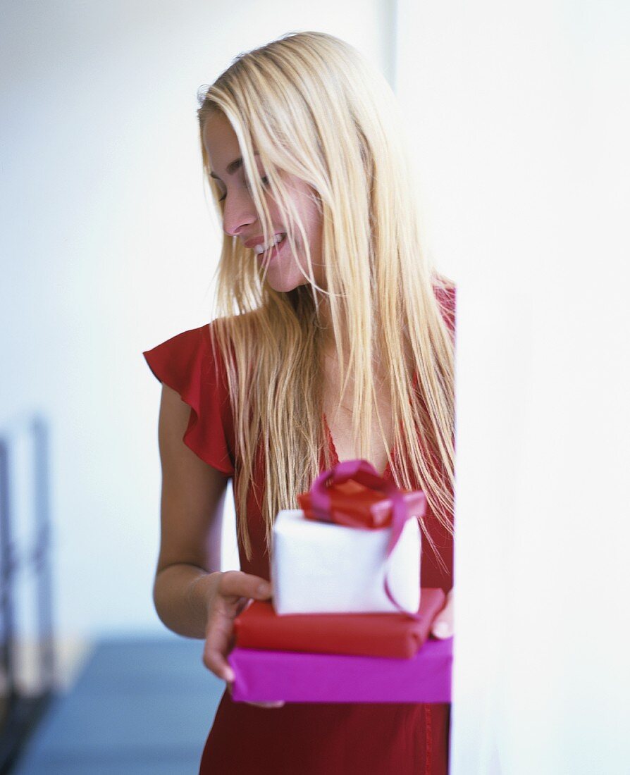Young woman with gifts
