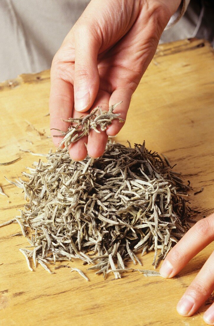 Dried tea leaves
