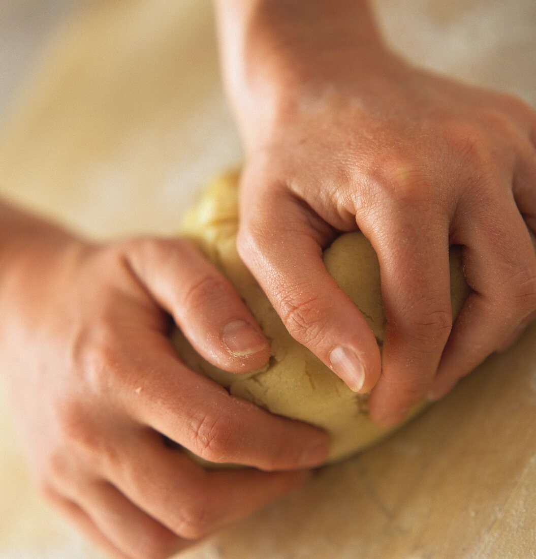 Kneading pastry with the hands