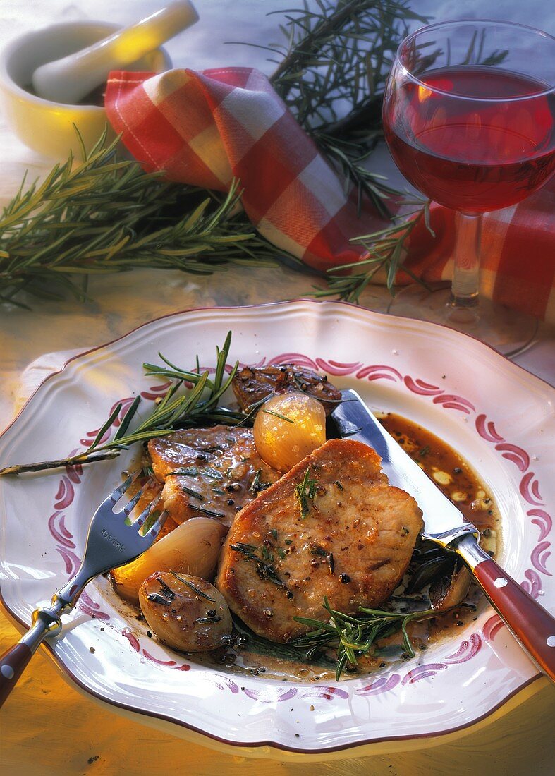 Braised loin of veal with shallots & rosemary
