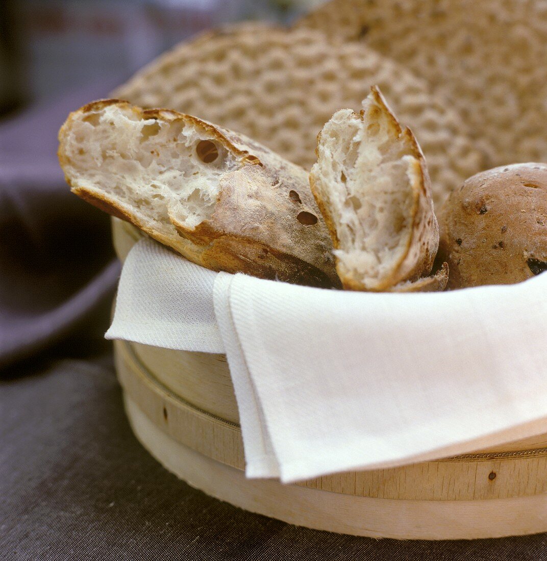 Brotkorb mit verschiedenen schwedischen Brotsorten