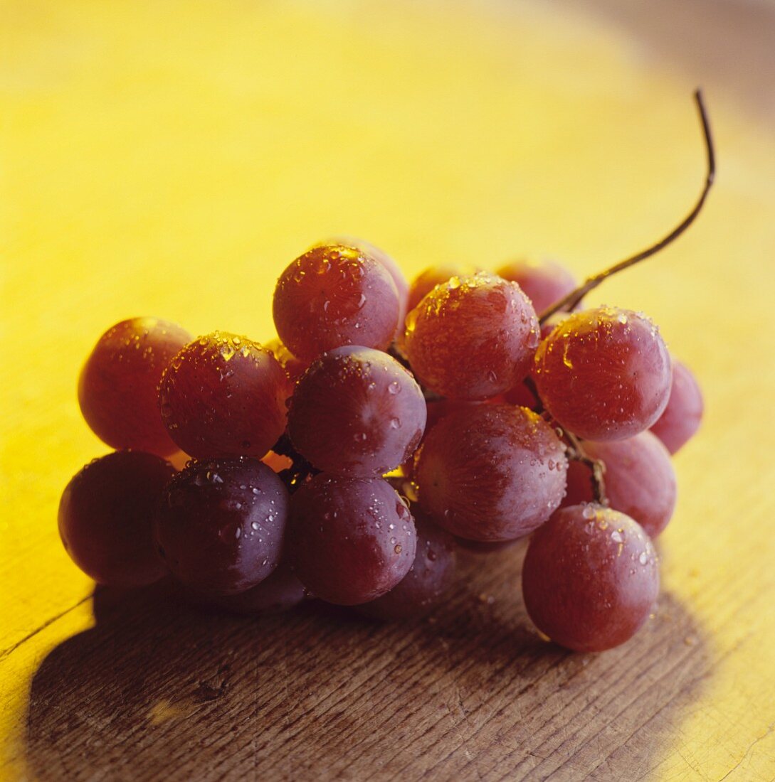 Freshly washed red dessert grapes