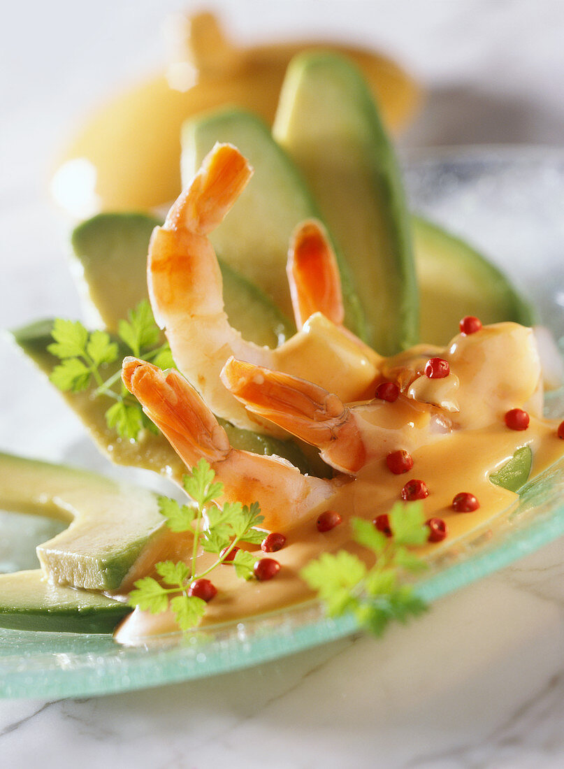 Avocado and shrimp cocktail