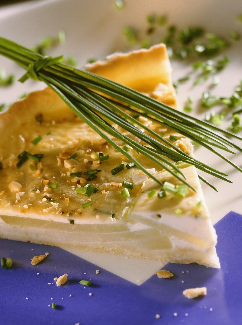 Kohlrabi tart with chives and Parmesan