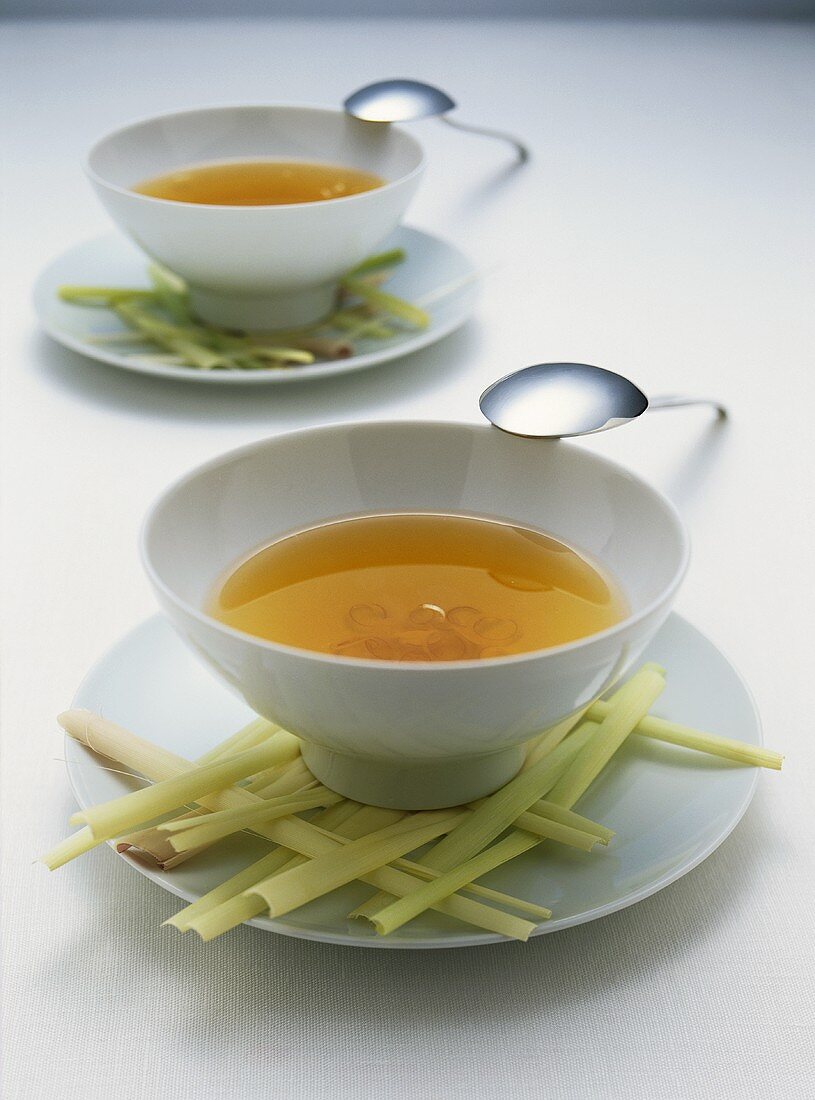 Chicken consomme with lemon grass