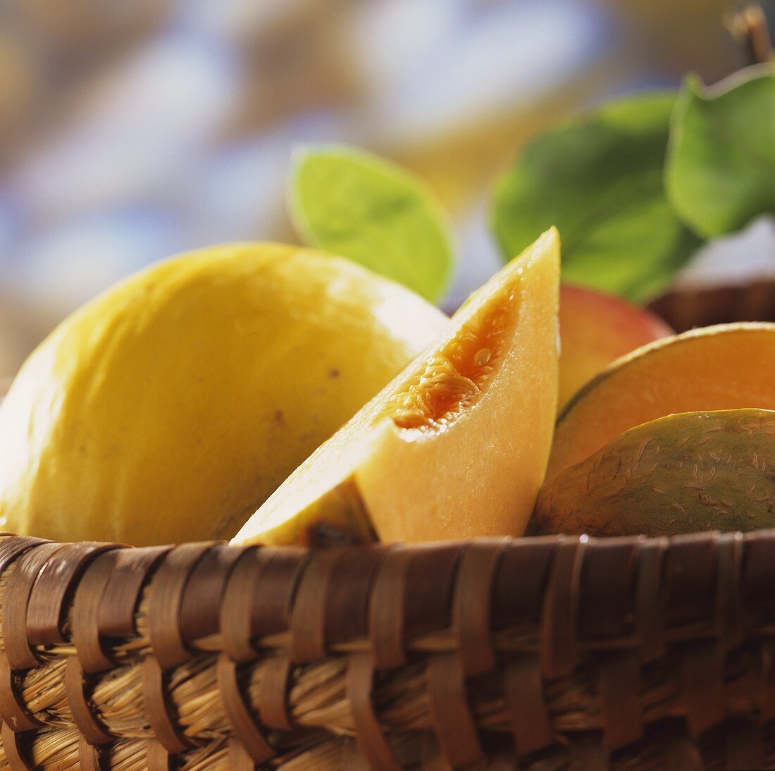 Honeydew melon in basket