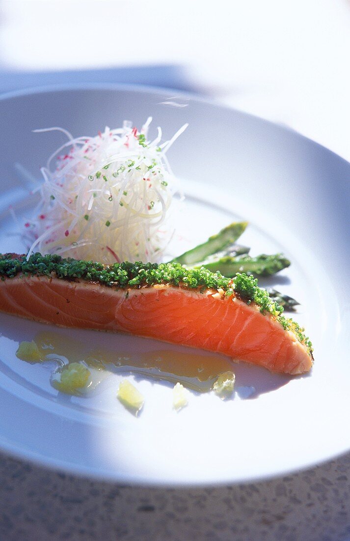 Salmon with Chives and Green Asparagus