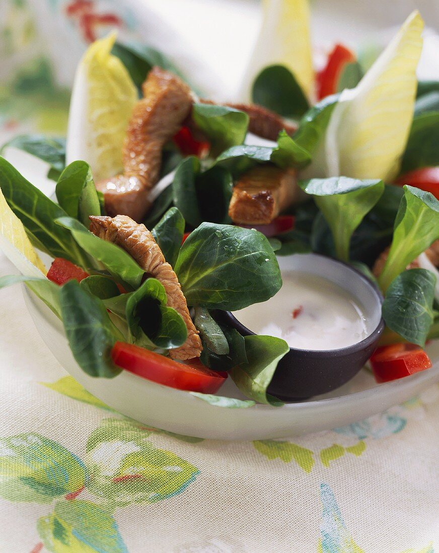 Feldsalat mit Putenstreifen