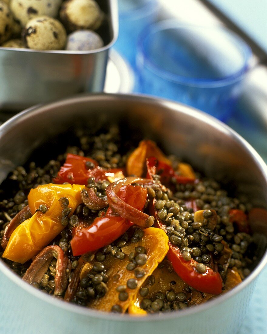 Lentil salad with peppers