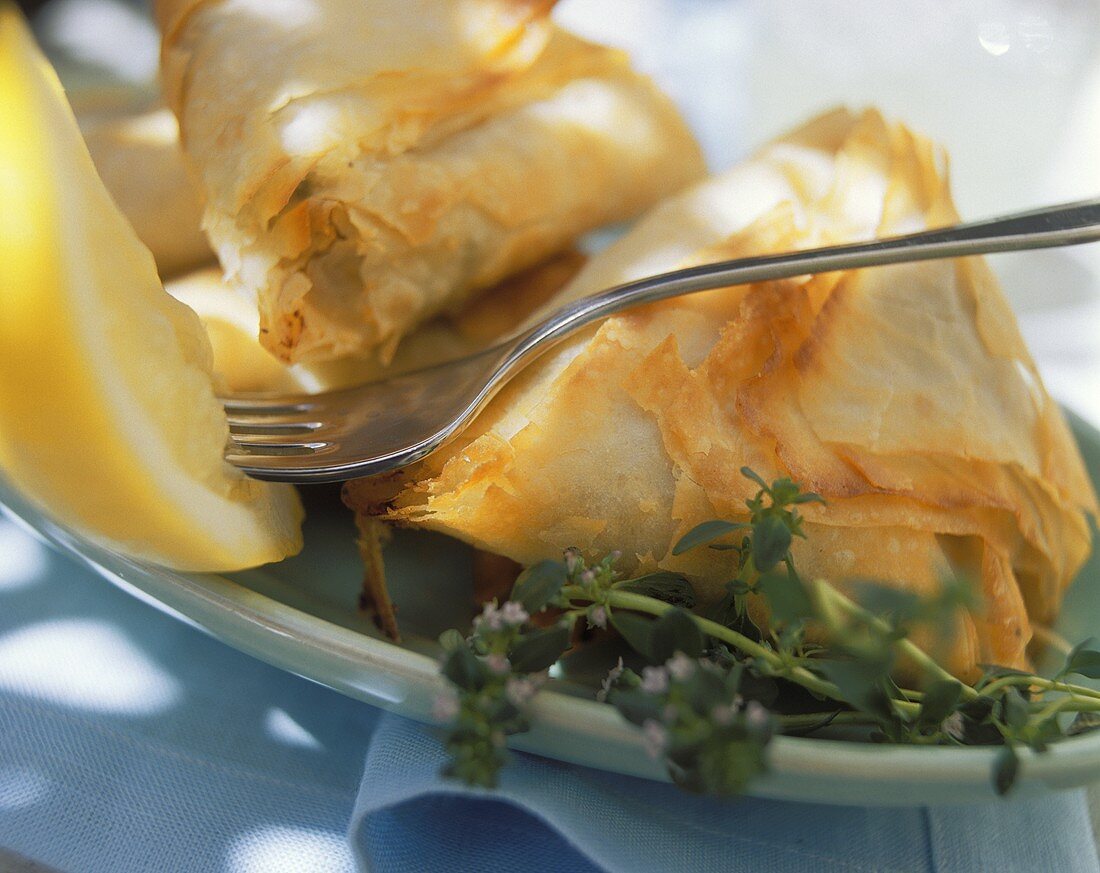 Pastry parcels with lamb and vegetable filling