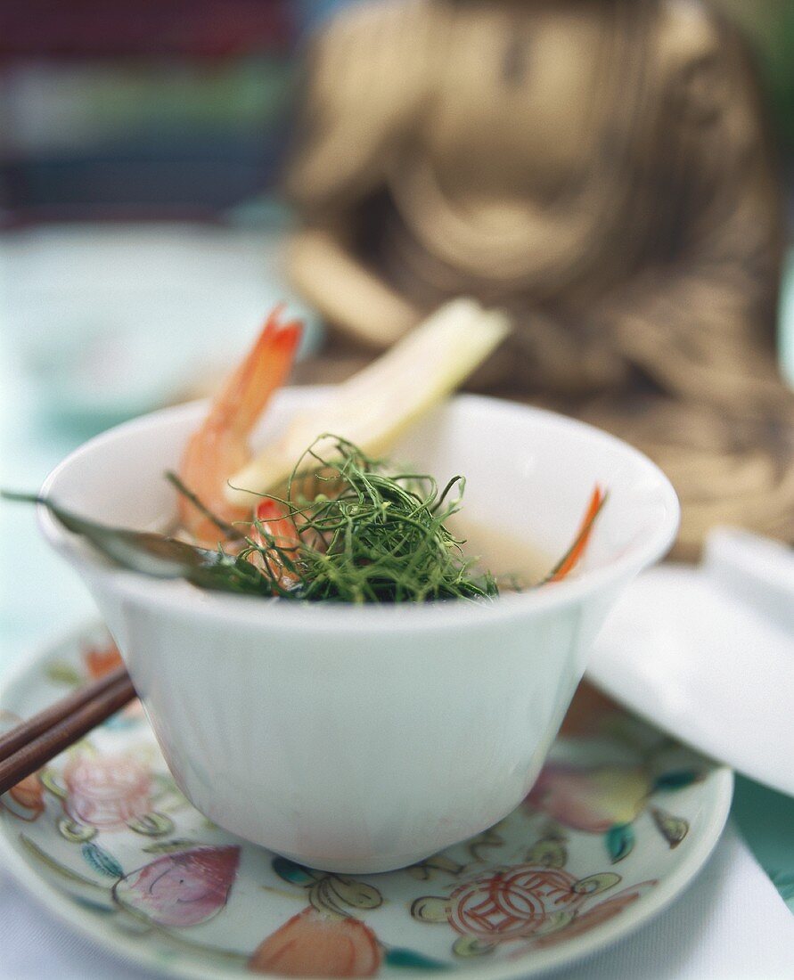 Spicy shrimp soup from Thailand