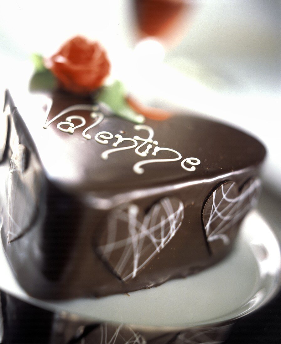 Heart-shaped chocolate cake for Valentine's Day