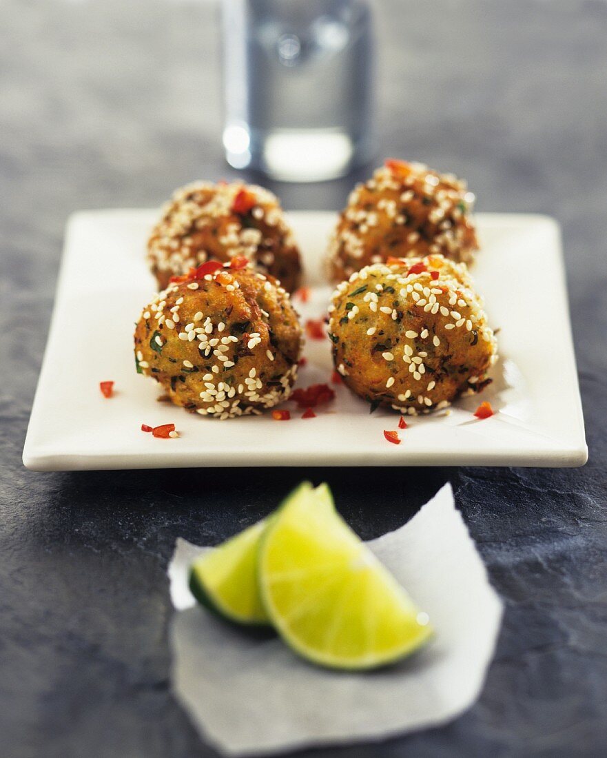 Spicy meatballs with sesame