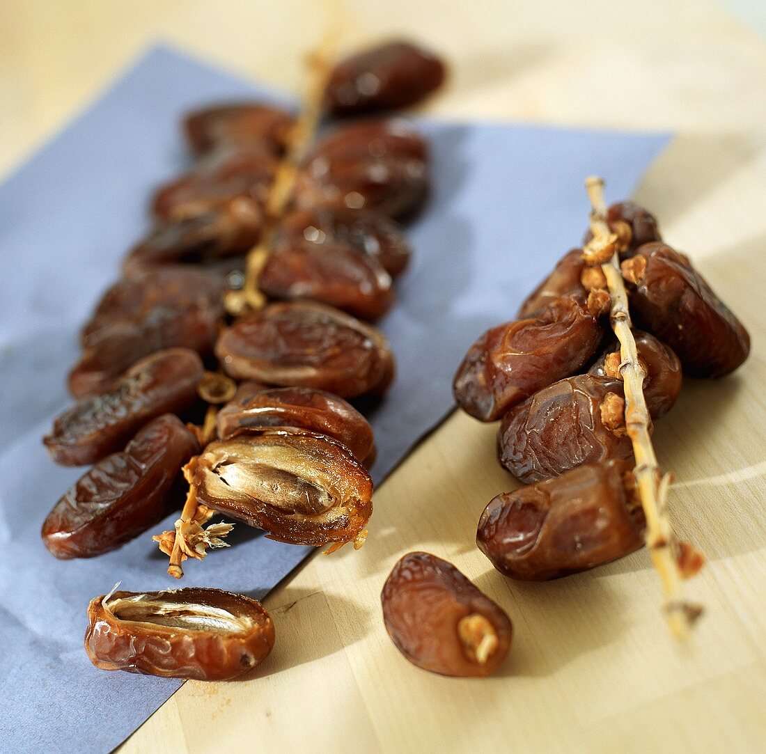 Dried dates on the stalk