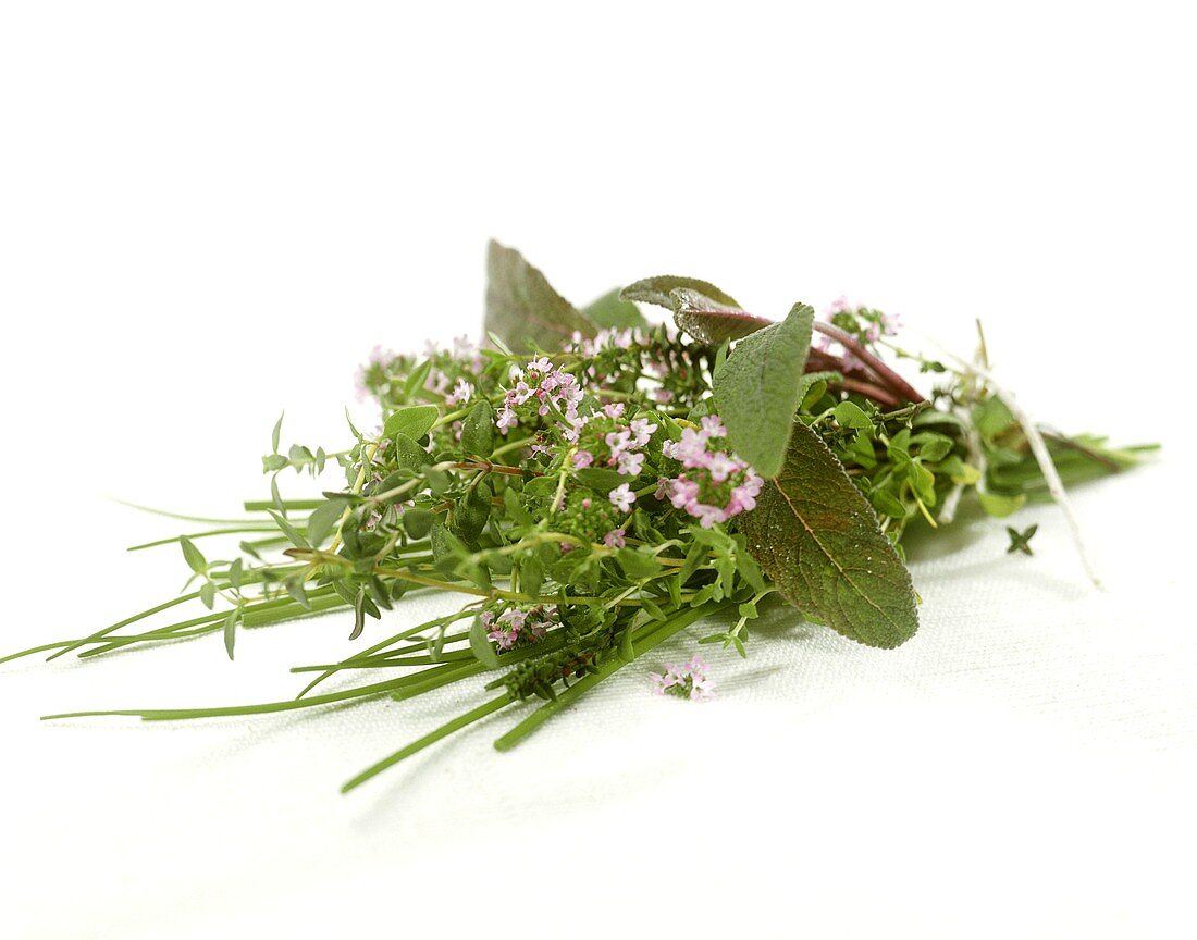 Bunch of herbs with flowers
