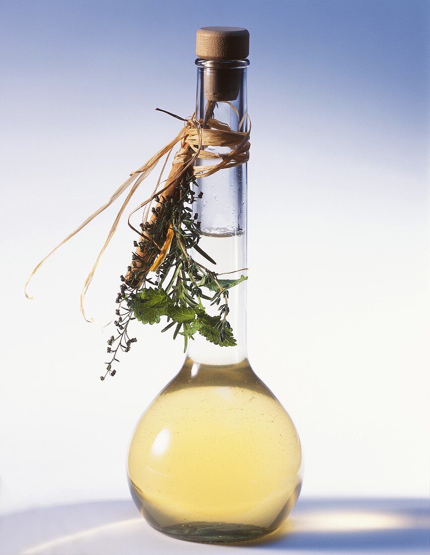 A bottle of herb liqueur