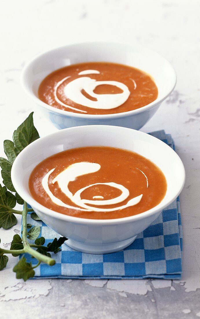Tomato soup with crème fraiche